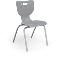 Mooreco Hierarchy School Chair, 4 Leg, 18" Chrome Frame, Grey Armless Shell, PK5 53318-5-GREY-NA-CH